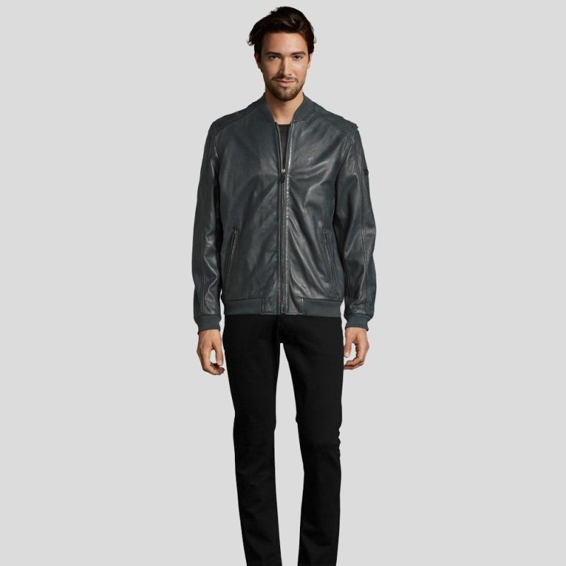 black bomber leather jacket noch mens 2