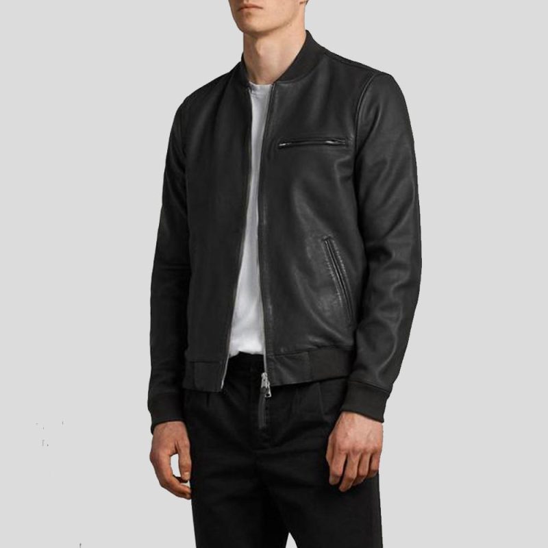 black bomber leather jacket porf mens 3