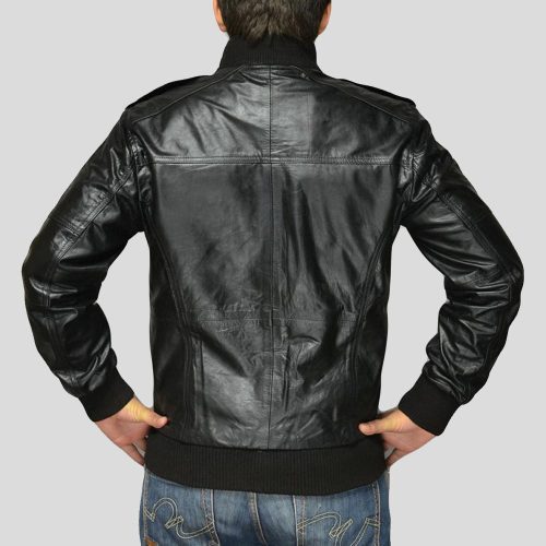 black bomber leather jacket sang mens 3