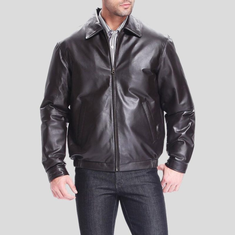 black bomber leather jacket shaw mens 3