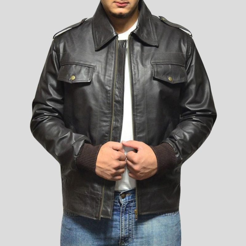 black bomber leather jacket willy mens 2