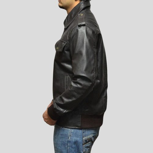 black bomber leather jacket willy mens 3