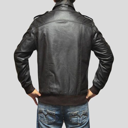 black bomber leather jacket willy mens 4