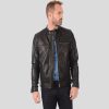 Noah Black Motorcycle Leather Jacket - Shearling leather