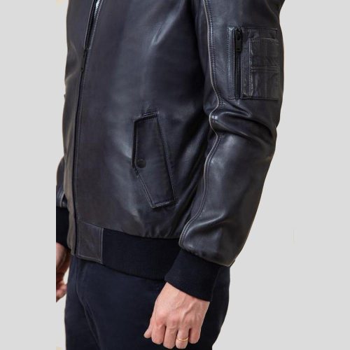 bomber leather jacket abramo black 3