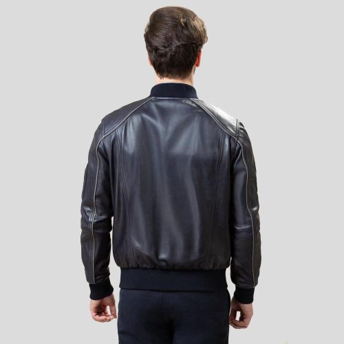 bomber leather jacket abramo black 5