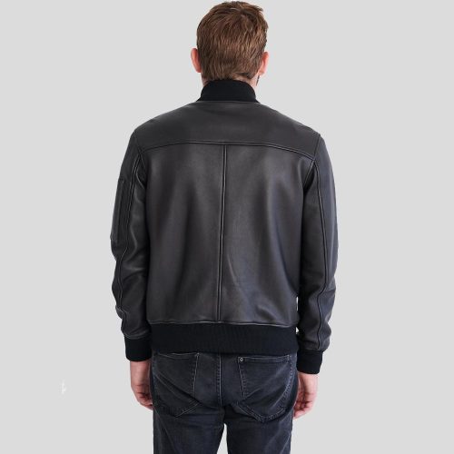 bomber leather jacket clark black 3