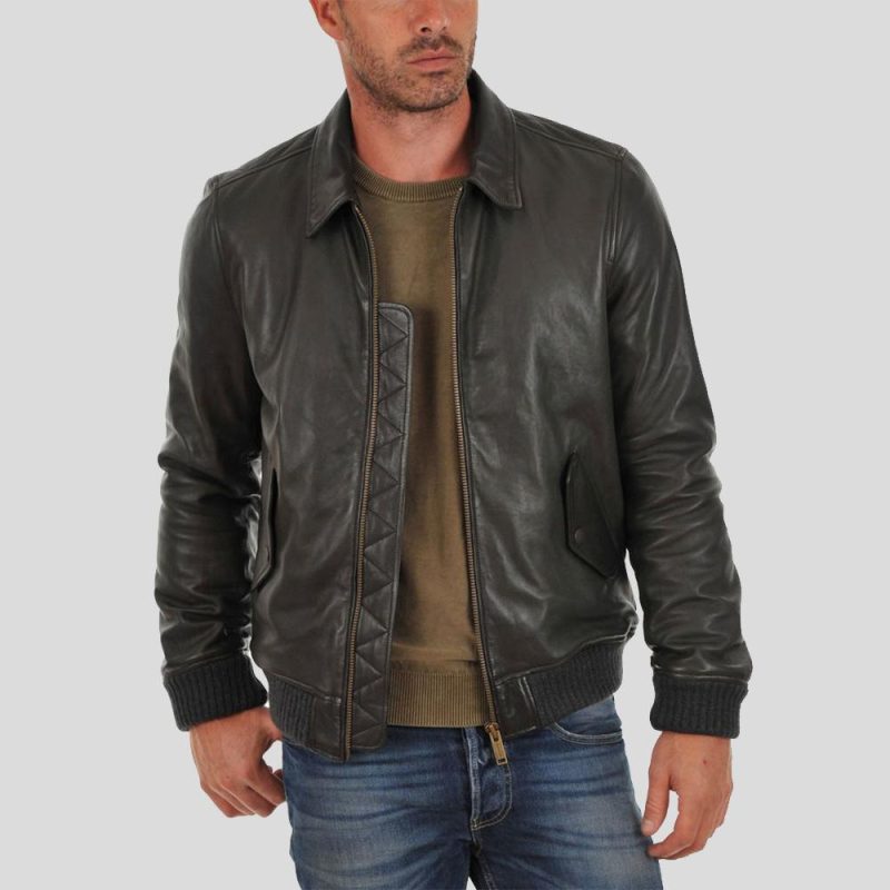 bomber leather jacket ioan black 3