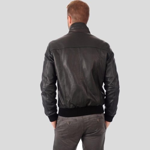 bomber leather jacket kian black 3 1