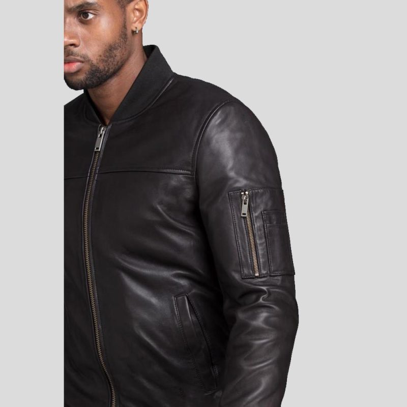 bomber leather jacket kyros black 3