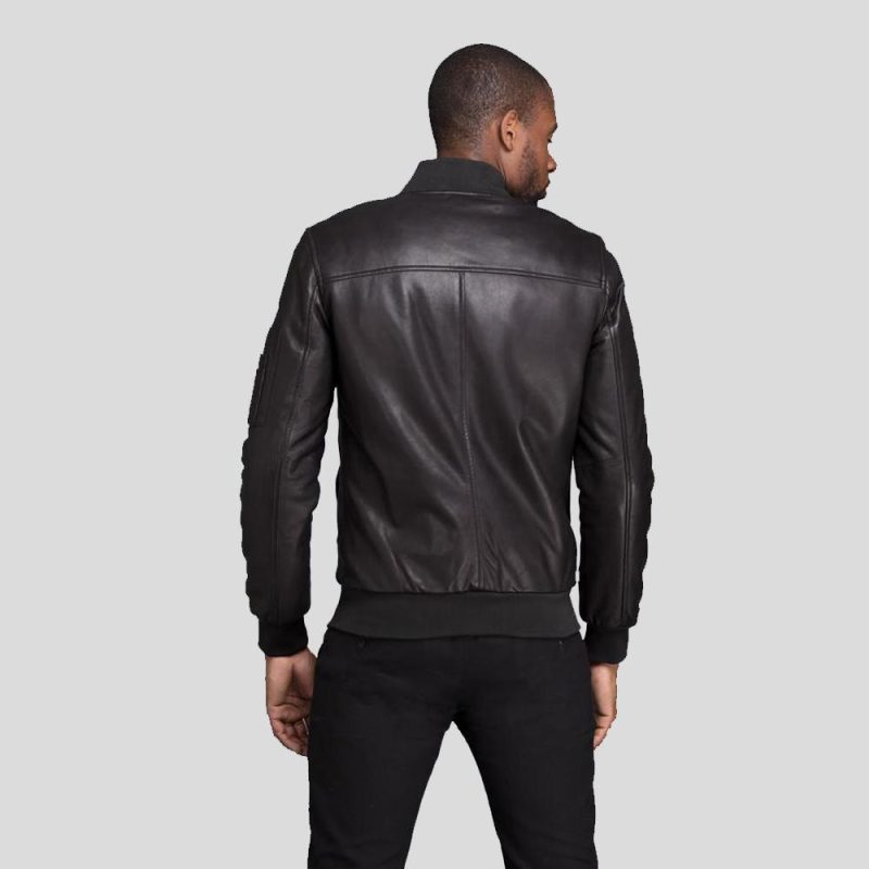 bomber leather jacket kyros black 4