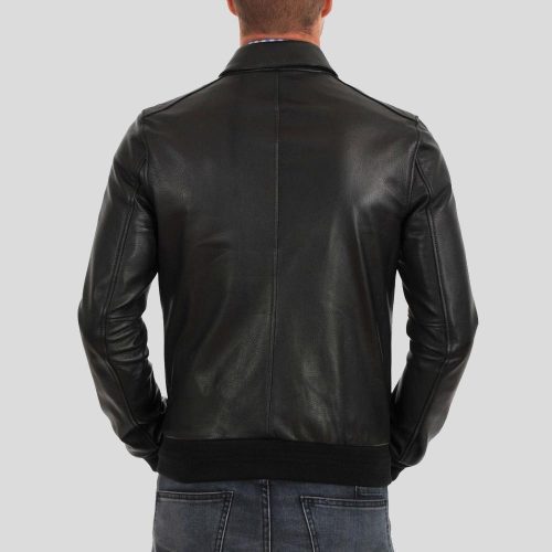 bomber leather jacket osian black 2