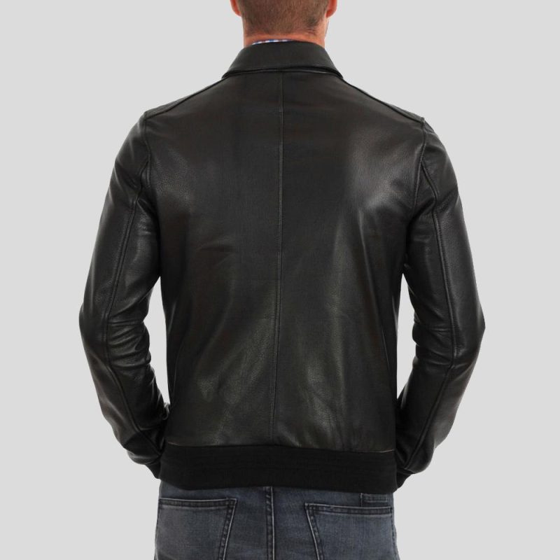 bomber leather jacket osian black 2