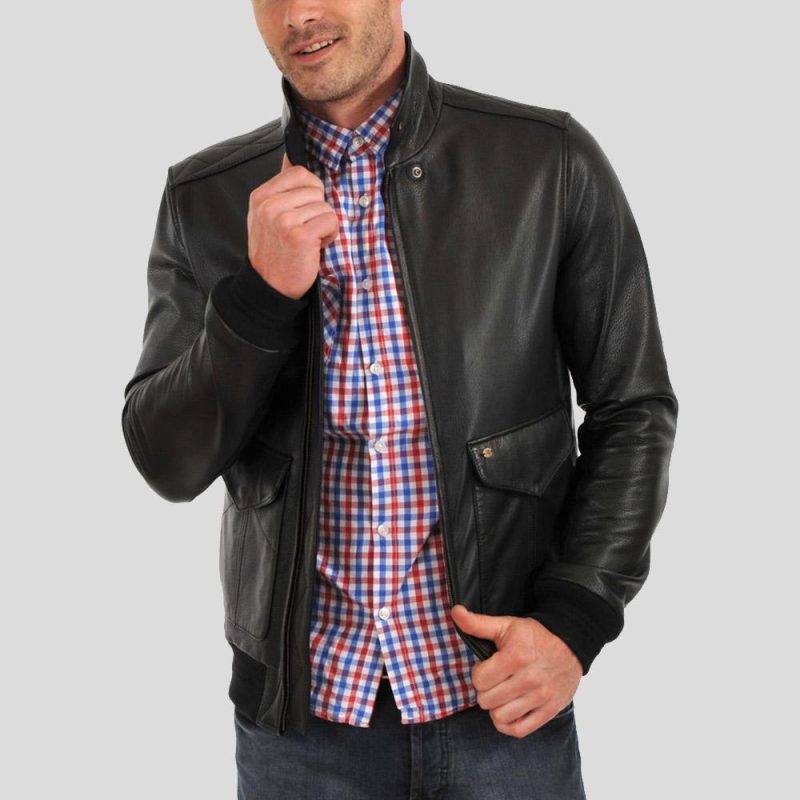 bomber leather jacket osian black 3