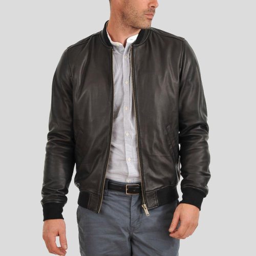 bomber leather jacket tom black 3