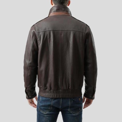 brown bomber leather jacket chek mens 4