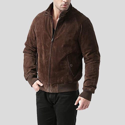 brown bomber leather jacket harry suede mens 4