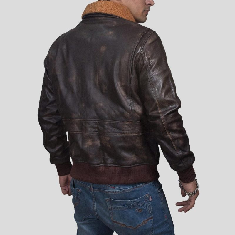 brown bomber leather jacket kane mens 4