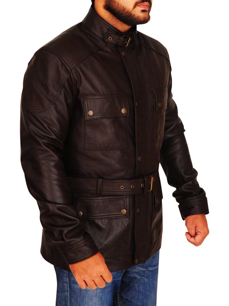 brown field leather jacket for men