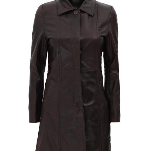 brown leather coat for women