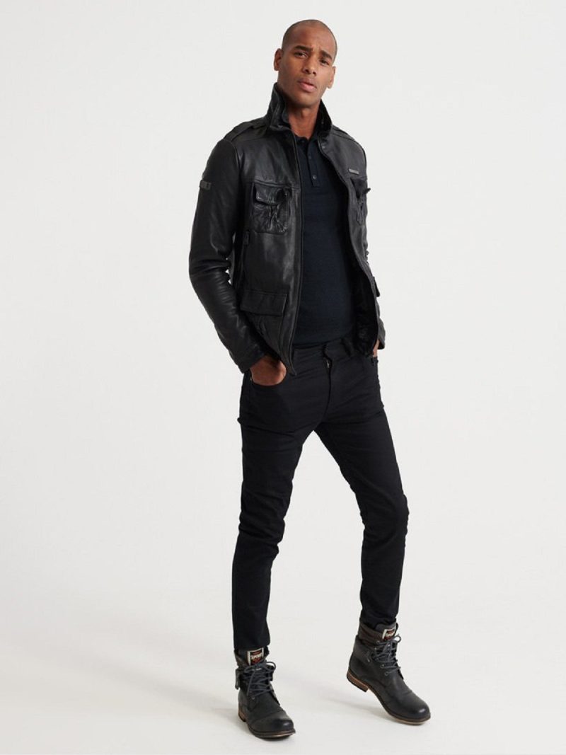 classic men leather jacket