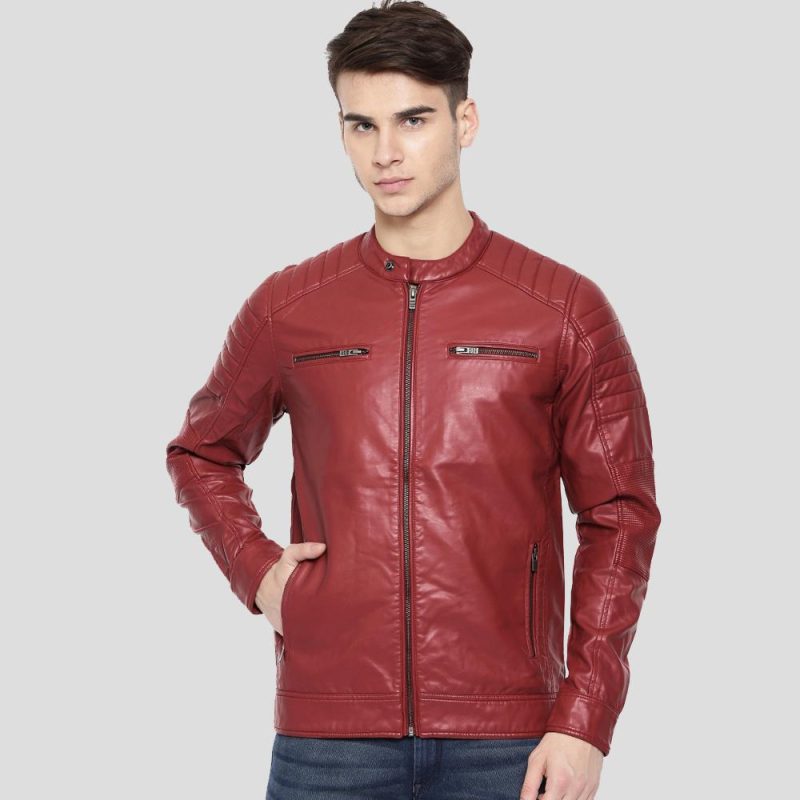 cooper red quilted leather jacket 1