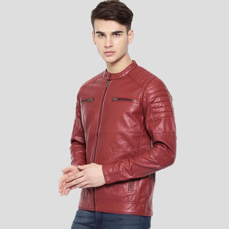 cooper red quilted leather jacket 2