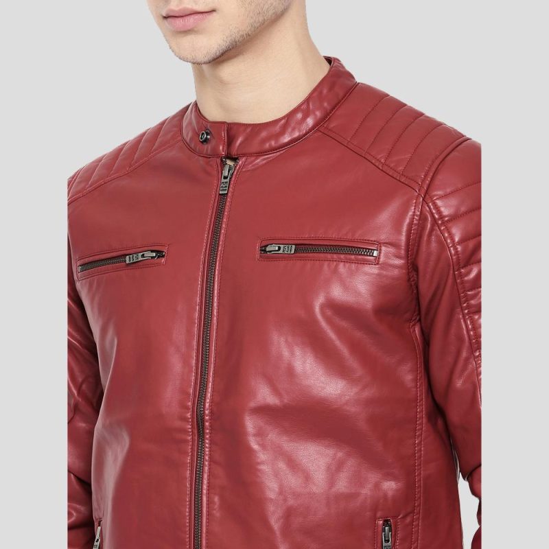 cooper red quilted leather jacket 3