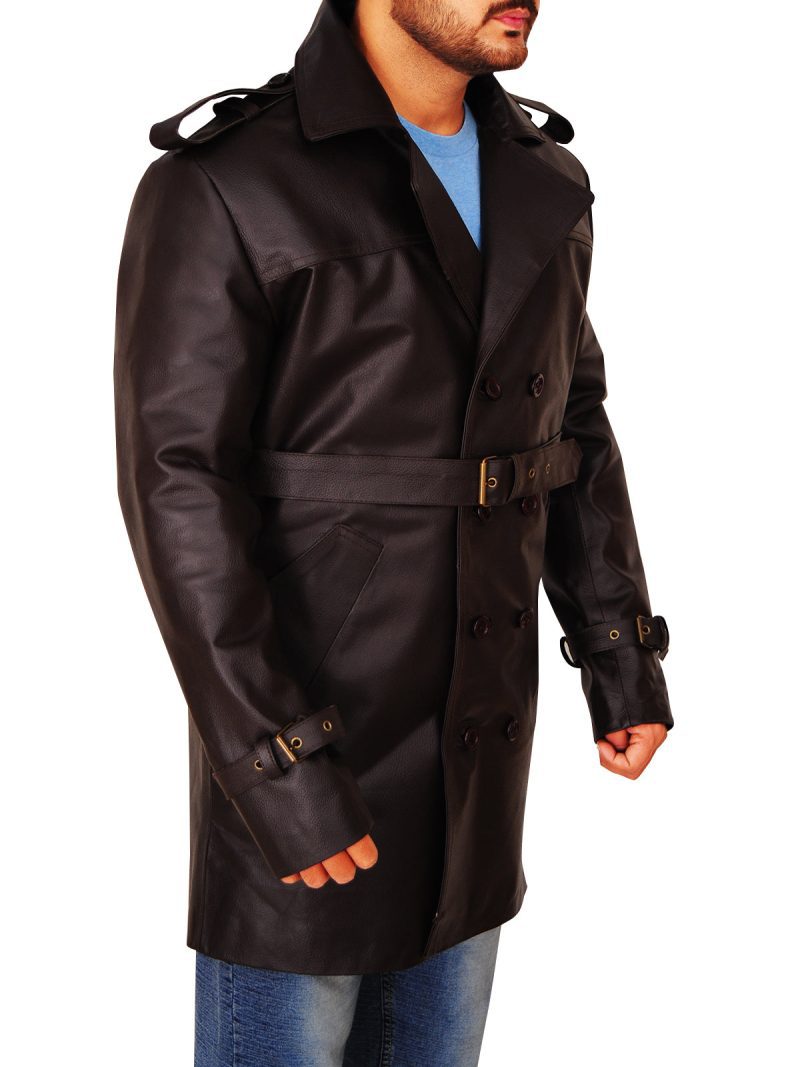 dark brown peacoat for men