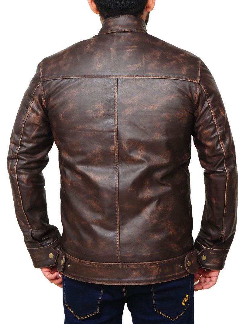 distressed brown jacket for men