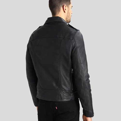 hooded leather jacket lupe black 5