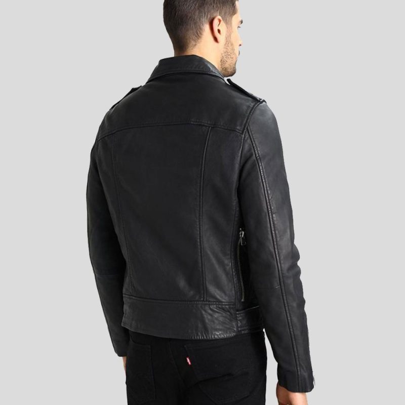 hooded leather jacket lupe black 5