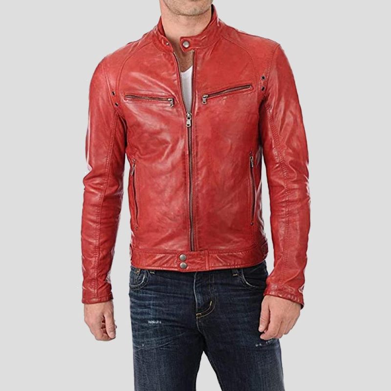 hunter red racer leather jacket 1