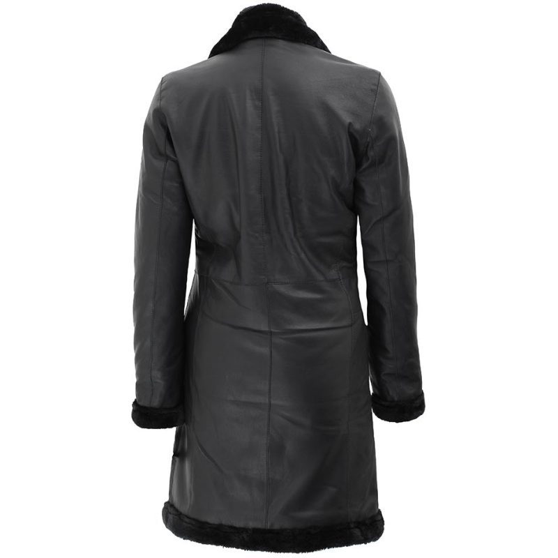 lambskin leather shearling coat for women