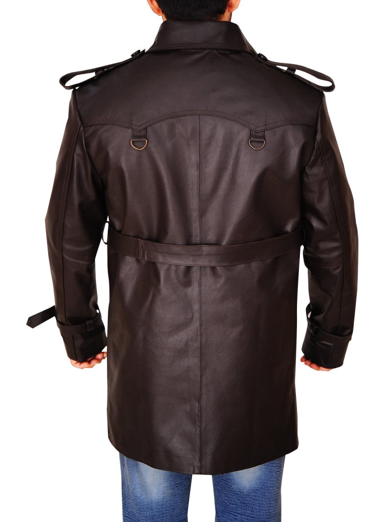 mauvetree men leather peacoat