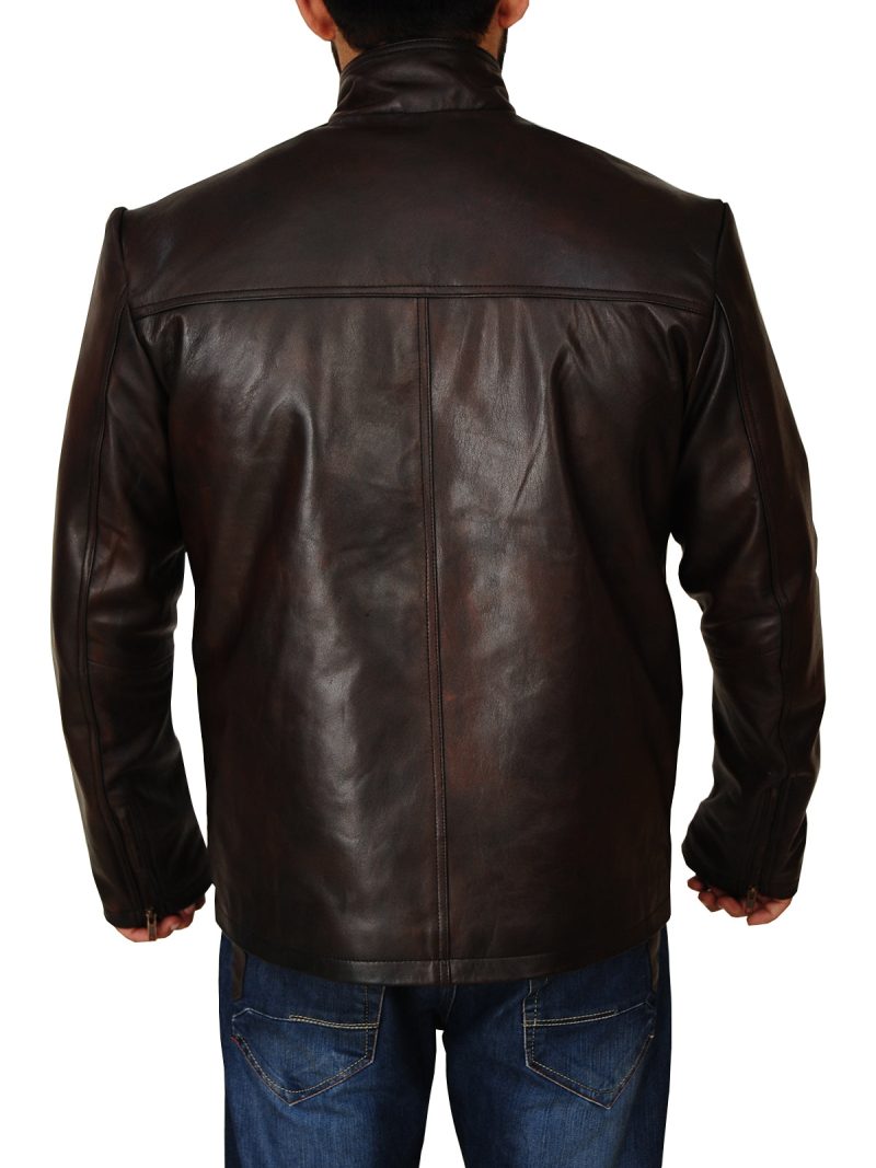 mauvetree mens dark brown leather jacket