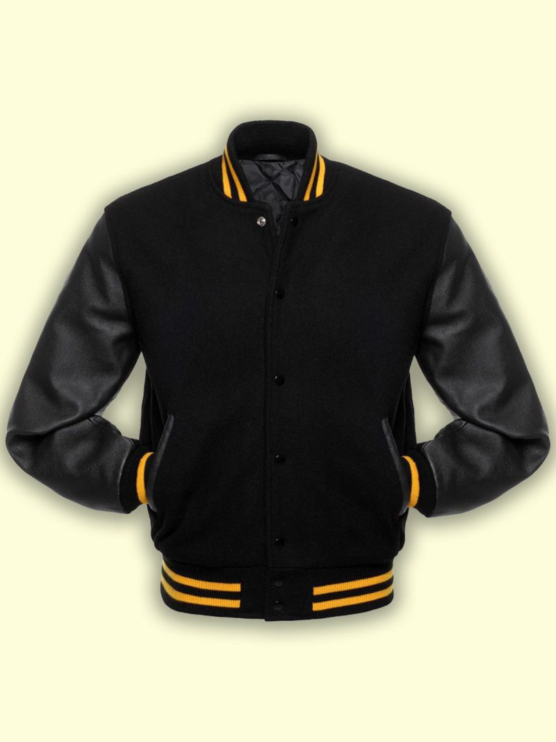 men black wool leather jacket