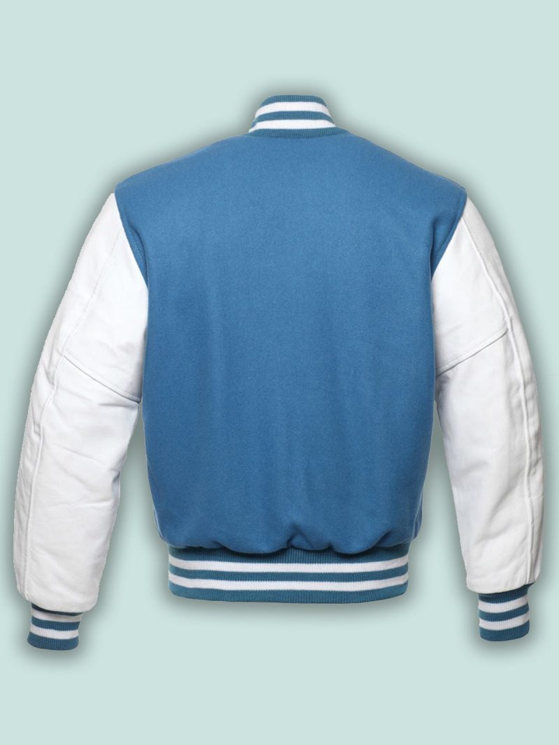 men blue wool varsity jacket