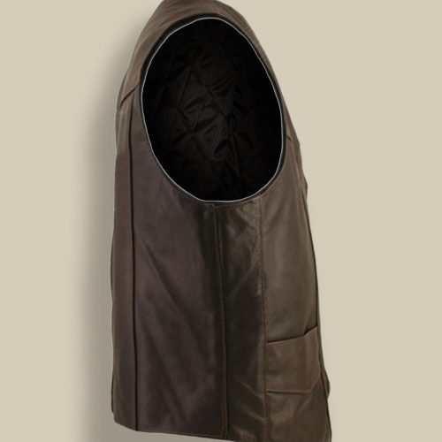 men brown biker vest