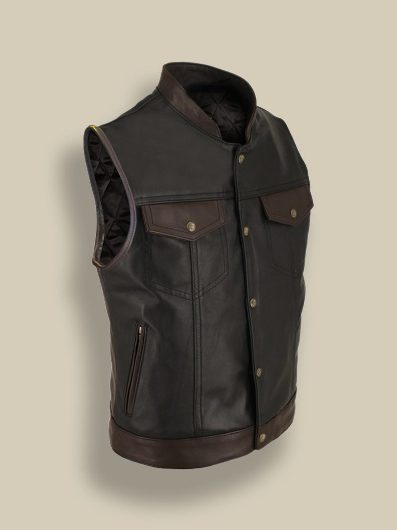 men brown leather vest 2