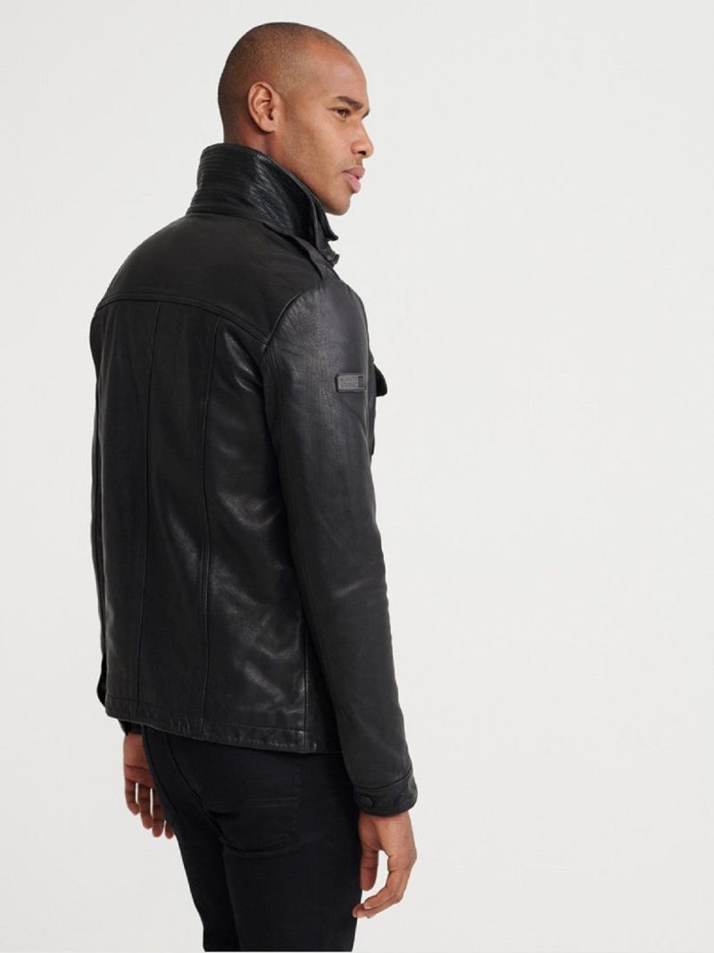 men detective leather jacket