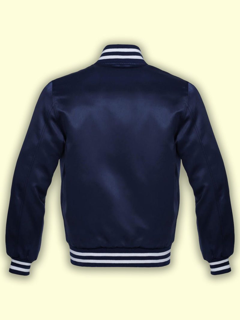 men navy blue varsity jacket