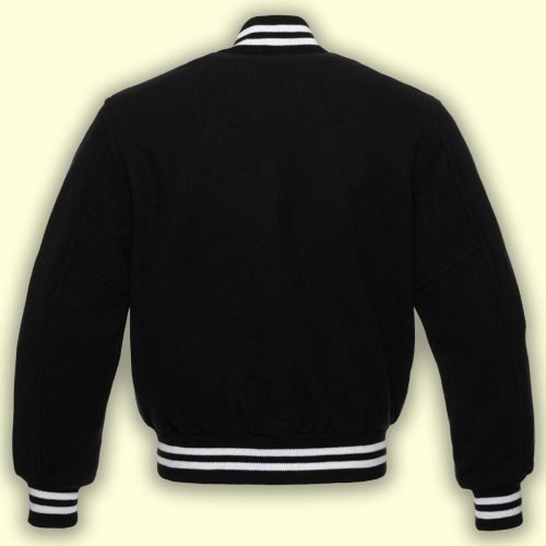 men pure black varsity jacket