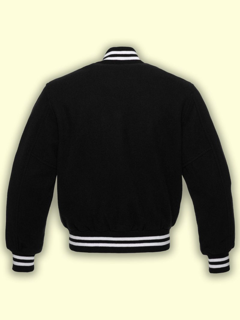 men pure black varsity jacket