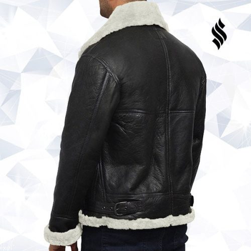 men s aviator real shearling sheepskin leather flying jacket 5