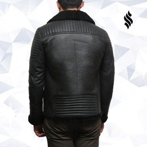 men s black sheepskin flying jacket 4