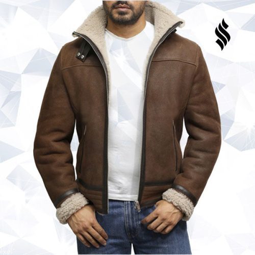 men s genuine shearling sheepskin spanish merino leather jacket 3