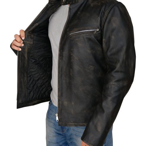 men stylish racer leather jacket