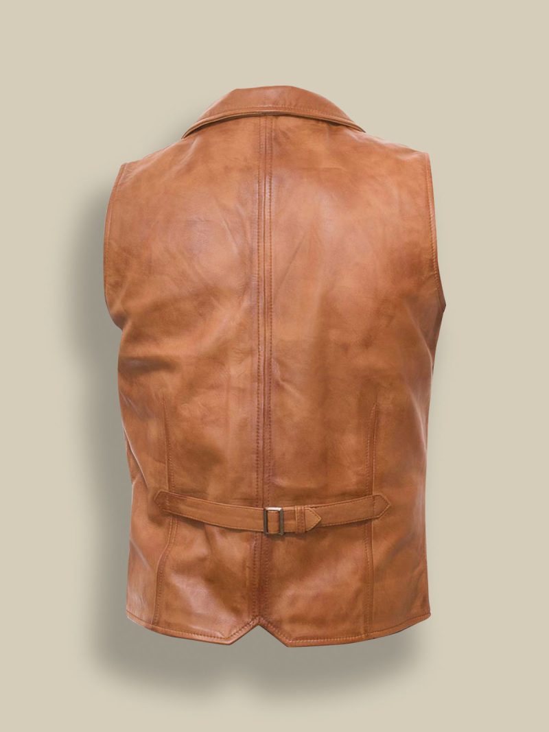 men tan leather vest