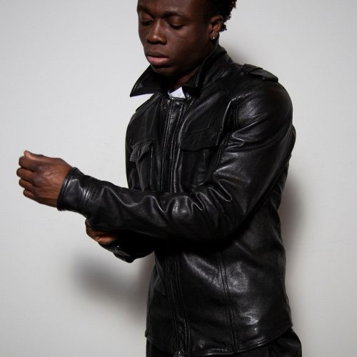 men urban style leather jacket